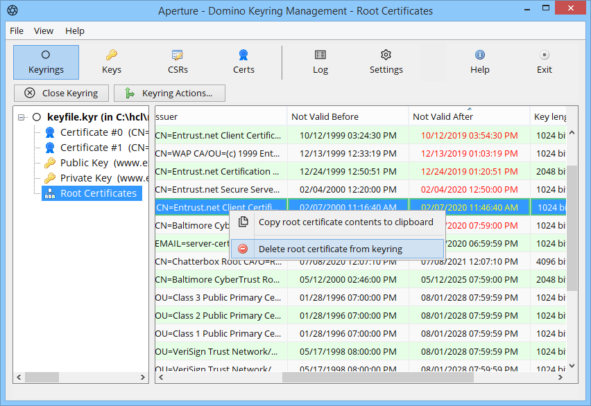Expired root certificates