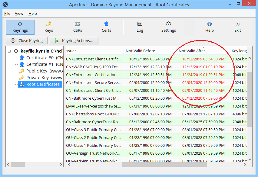 Expired root certificates